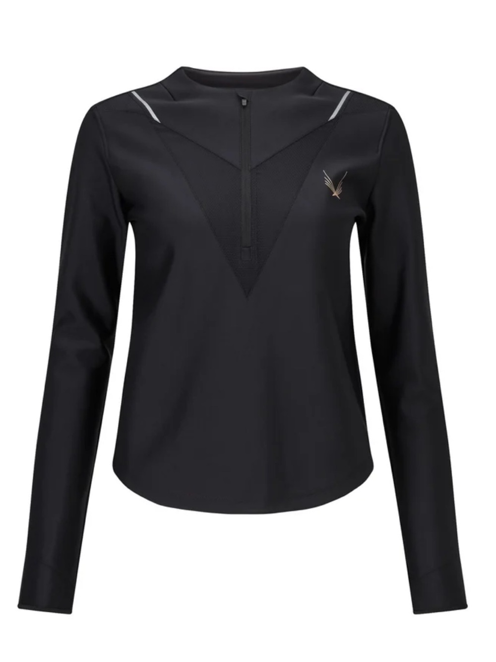 Lucas Hugh London Kubrick Black Reflective Mesh 1/4 Zip Crop Active Top S